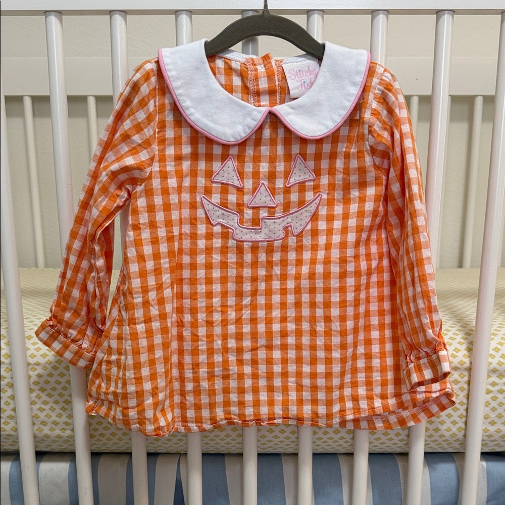 Orange Gingham Pumpkin Face Shirt